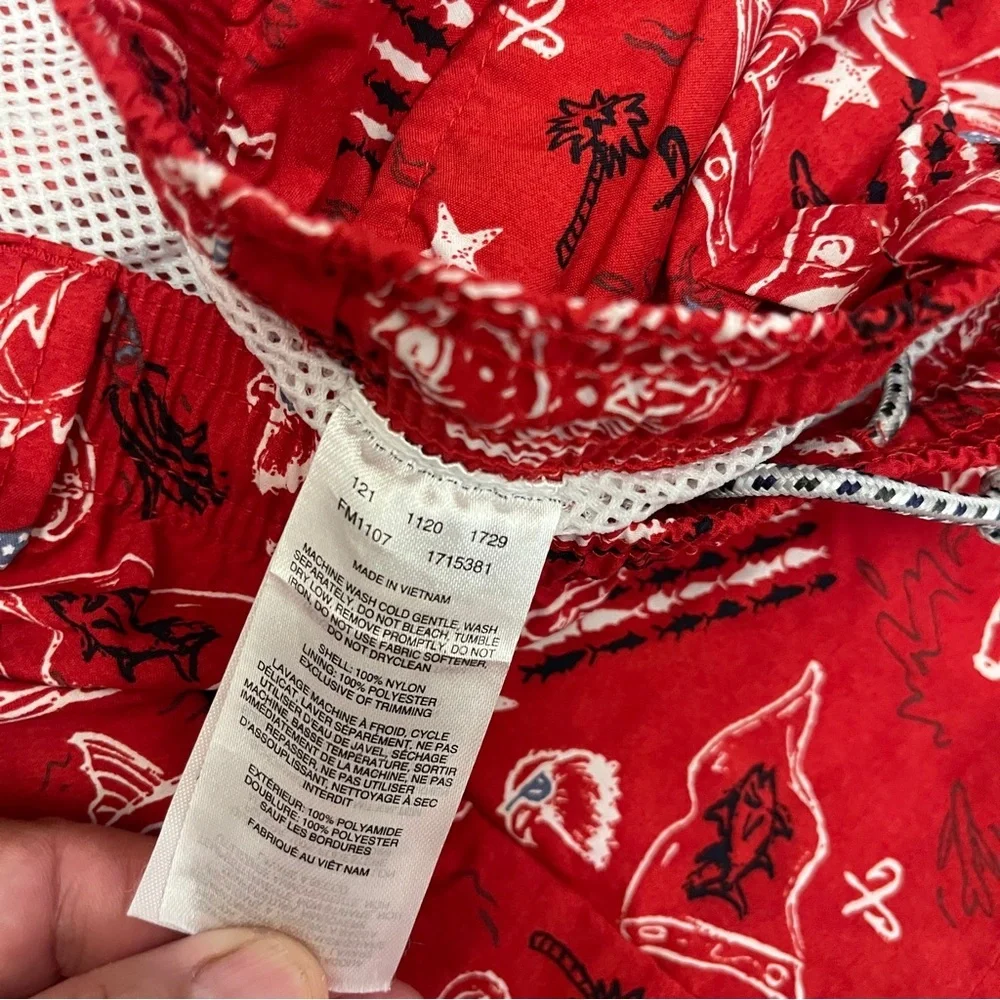 Columbia PFG Red Fish Flags Mesh Lining Men’s Swim Beach Shorts Trunks size XXL